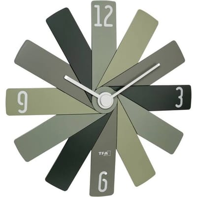 TFA Dostmann 60.3020.04 Wandklok Kwarts 40 cm x 3.7 cm x 40 cm Groen, Olijf, Bosgroen Slepend uurwerk (geluidsloos)