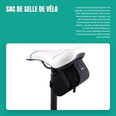 Dailygoods- Zadelzak Waterdicht - Fietstas Compact - Fietstas Met Ritssluiting - Fietstas Voor Accessoires - Hoogwaardig Polyester - Veilig Met Bevestiging Achterlicht