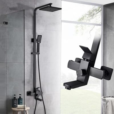 Set van douchekraan zwarte regendouche appel met ABS handdouche luxe regendouchekraan warm en koud mixer van badkamer