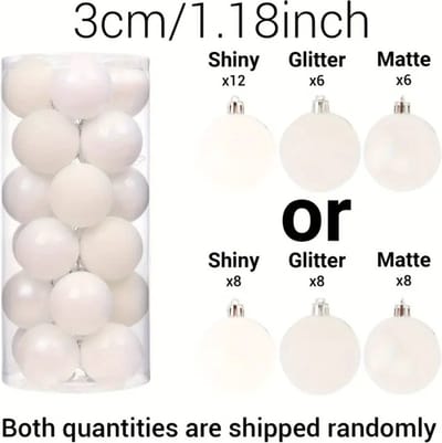 Livano Kerstballen - Kerstversiering - Plastic - Wit - 3 cm - 24 stuks