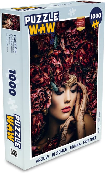 Puzzel Vrouw - Bloemen - Henna - Portret - Legpuzzel - Puzzel 1000 stukjes volwassenen