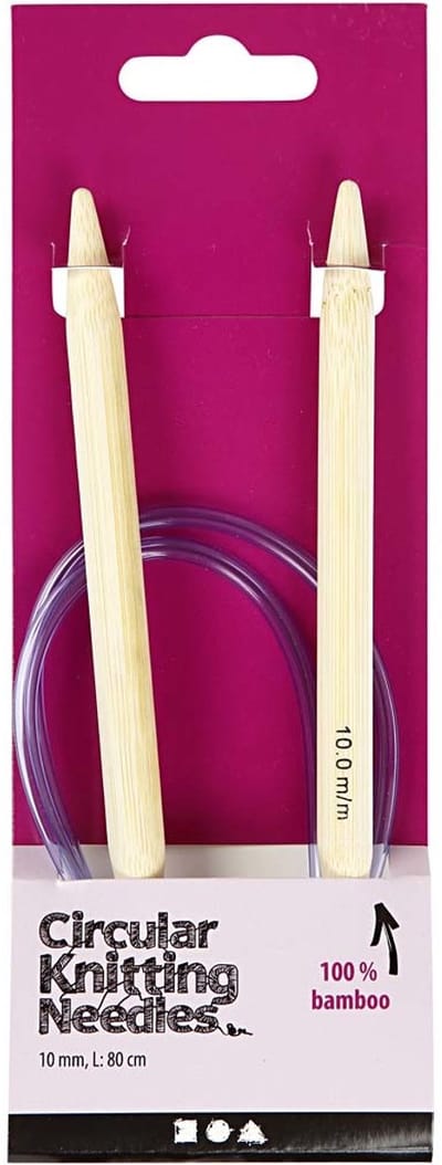 Rond breinaalden, L: 80 cm, afm 10 mm, 1 stuk
