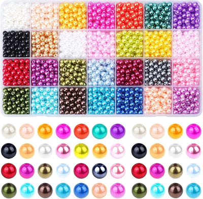 1960 stuks parelkraaltjes, 6mm 28 kleuren veelkleurige parelkraaltjes losse parels voor handwerk met gaatjes voor het maken van sieraden, kleine parel vulkraaltjes voor het maken van armband kettingen