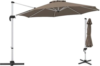 KOMFOTTEU Parasol 325 cm - zweefparasol - draaibaar - kantelbaar - aluminium stang - tuinparasol - voor tuinen en balkons
