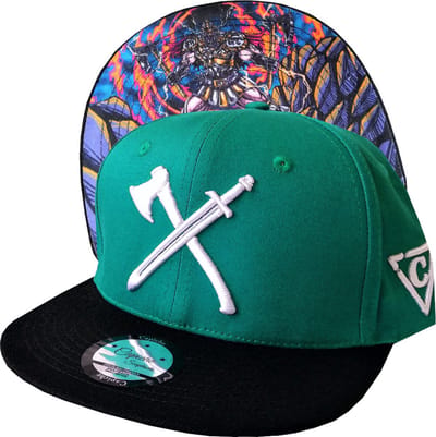 Capiche® Snapback Pet Heren – Viking 2 – Groenblauw & Zwart – Verstelbaar met Druksluiting – Sportcap – Baseball Cap – Mannen Cap – Warrior Pet
