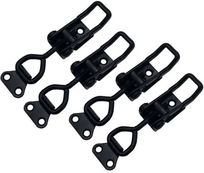 TLVX 4 stuks Sterke Stelbare Zwarte Spansluiting 27x95mm – Klemsluiting – Tuimelklem – Kistsluiting – Gesp Sluiting Black – Meubelslot – Tuimelvergrendeling – Veilig en snel afsluiten van Kisten, Lades en Deuren