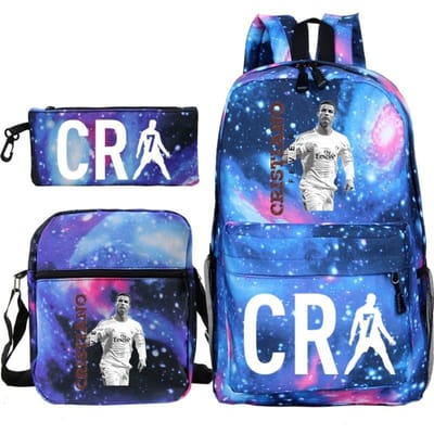 C Ronaldo schooltas + kleine schoudertas + etui drie-delige rugzak School bag 3-piece set