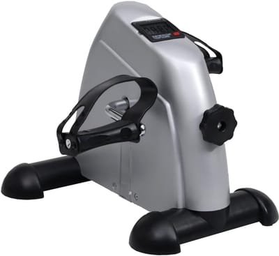 Mini Hometrainer - Fiets trainer - Cardio training - Verstelbare weerstand - 34.5 cm - Zilver