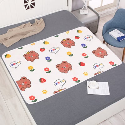 Waterdichte Onderlegger – Maandverband / Baby Plasmat 100x150 cm, TPU Waterdicht, Katoen & Absorberend Fluweel, Ademend, Dubbelzijdig, Anti-Lek, Wasbaar.Beer