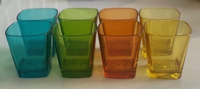 Pasabahçe waterglazen in 4 verschillende kleuren - 8 stuks