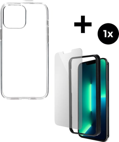Mobiparts Classic TPU hoesje geschikt voor Apple iPhone 13 Pro Max met 1 Screenprotector van Gehard Glas - Transparant