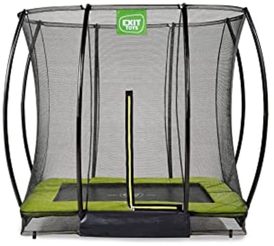 Compacte Rechthoekige Trampoline voor Kinderen - 153x214cm - Met Veiligheidsnet en Voetbeschermingssysteem - Veilige Instap - Goede Springkracht - Groen