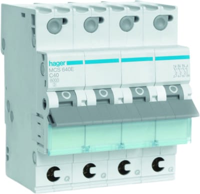 Hager Installatieautomaat 3p+N 40 A C-karakteristiek 6 kA, QB