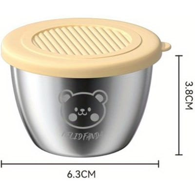 Boîte à assaisonnements étanche Portable en acier inoxydable 304 avec couvercle scellé Récipients à condiments Couvercle en silicone Tasse à sauce jaune