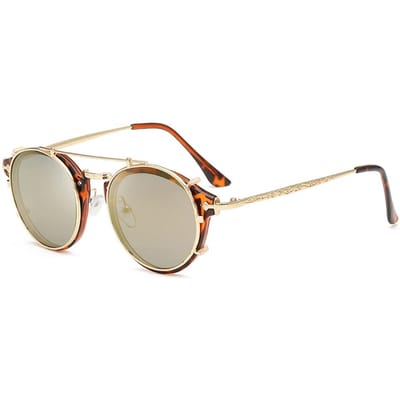 Clip On Zonnebrillen Mannen Steampunk Vrouwen Mode Brillen Vintage Retro Mode Zonnebrillen Oculos UV400 beige