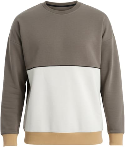 OMBRE Sweater - Loose Fit - Katoen - Korte Mouw Donkerbruin S