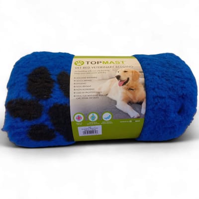 Topmast VetBed Royal Blue Paws - 100 x 75 cm - Antislip & Hypoallergeen