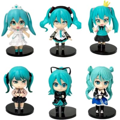 Anime Nieuwe Hatsune Miku Figuur Mini Karakter Ornamenten Kawaii Roze Groene Hatsune Huis Bureau Decoratie Volwassen Speelgoed kind Verjaardagscadeau blue