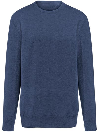 Trui ronde hals en boorden in ribsteek Van Peter Hahn blauw