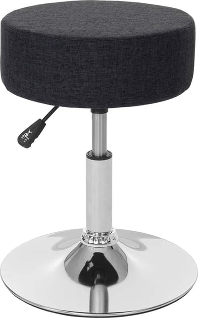 Kruk MCW-C22, kruk make-up kruk, in hoogte verstelbaar Ø 35cm ~ textiel, donkergrijs