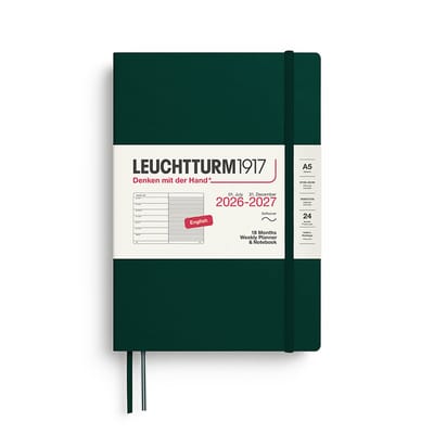 Leuchtturm1917 - 2026/2027 - Agenda en Notitieboek - 18 maanden - A5 - Medium - Softcover - Forest Green