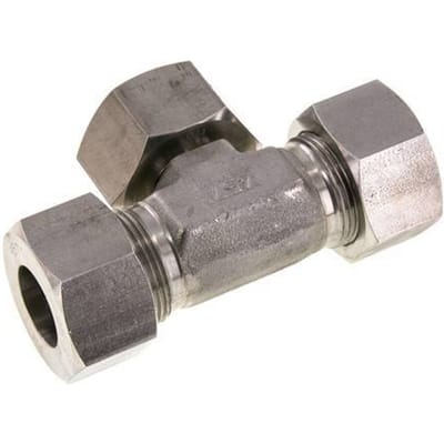 25S RVS T-stuk Snijringkoppeling Draaidoorvoer 400bar Verstelbaar ISO 8434-1