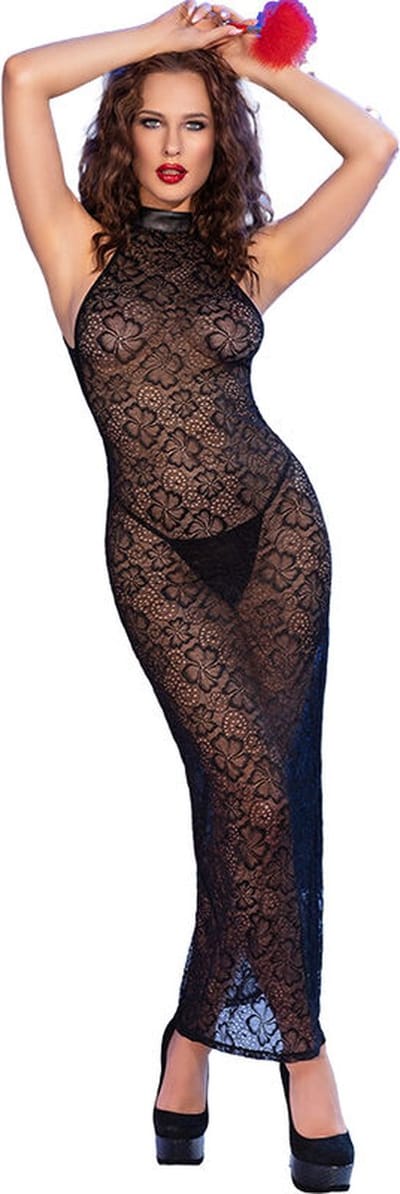 CHILIROSE - CR 4690 LANGE BABYDOLL & ZWARTE STRING M | EROTISCHE LINGERIESET | SEXY LINGERIE | LINGERIE | LINGERIESET