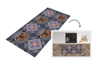 Keukenloper - Loper keuken - Patronen - Vlinders - Abstract - 120x50 cm - Keukenloper vinyl