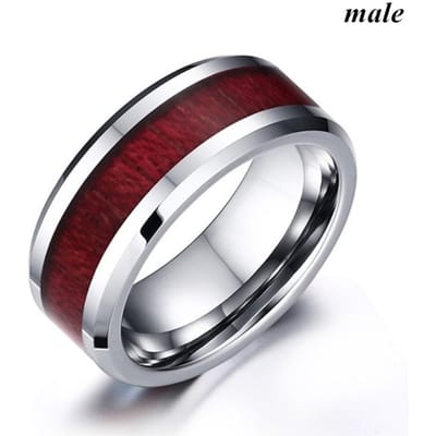 Mode Koppelringen Vrouwen Hart Wit Kristal CZ Ringen Set Mannen Rode Hout Inleg Roestvrij Staal Ring Trouwring Sieraden 12