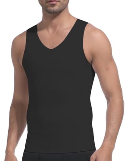 V-hals Naadloze Compressie Vest voor Mannen - Shapewear Body Shaper en Buik Slimmer