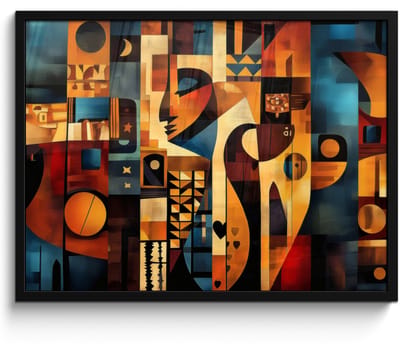 Poster in lijst - Fotolijst 70x50 cm - Posters - Figuren - Abstract - Symbolen - Posterlijst zwart - Decoratie - Wanddecoratie woonkamer - Muurdecoratie slaapkamer