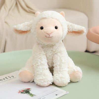 25cm Cartoon Schattig Dier Pluche Pop Vos Koala Beer Hond Leeuw Aap Schaap Olifant Varken Hert Pluche Speelgoed Huisdecoratie Cadeau Voor Kind about 25cm white