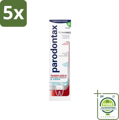 5 x Parodontax - Tandpasta - Tandvlees+Gevoeligheid & Adem - Whitening - 75 ml - Grootverpakking - Tandvlees - Gevoeligheid - Adem - Witte Glimlach - Tandpasta