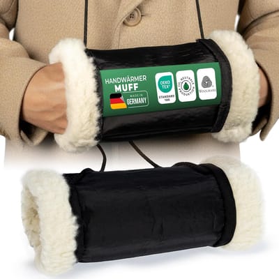 Novaliv Handmuff 2-Pack - 2 niet-elektrische handwarmers gemaakt van 100% zuivere scheerwol, met een waterafstotende buitenlaag - een set voor twee personen om hun handen warm te houden tijdens wandelingen, stadswandelingen en kerstmarkten