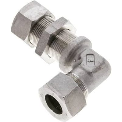 18L RVS L-Vorm Snijringkoppeling Schotdoorvoer 315bar ISO 8434-1