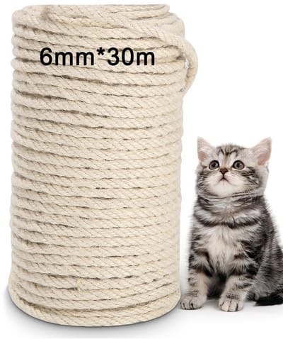 Sisal Touw - Natuurlijk Wit - 6 mm x 30 m - Biologisch Afbreekbaar - Voor Kattenaccessoires en DIY