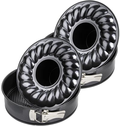 Set van 2 Bakvormen voor taart en savarin met dubbele bodem 28 cm Zenker Black Metallic