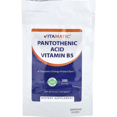 Vitamatic, Pantotheenzuur en Vitamine B5, 100g (3,5 oz)