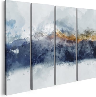 Artaza Canvas Schilderij Vierluik Abstracte Kunst van Bergen - 160x120 - Groot - Foto Op Canvas - Canvas Print
