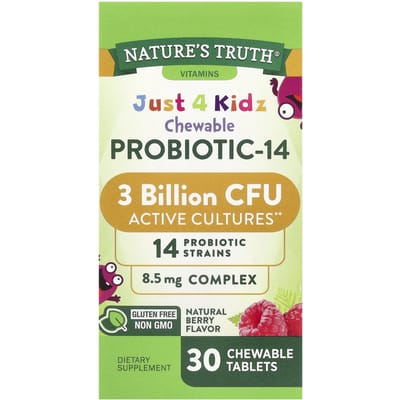 Nature's Truth, Just 4 Kidz, Probiotique à croquer-14, Baies naturelles, 3 milliards d'UFC, 30 comprimés à croquer