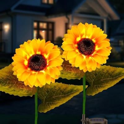 Twee Solar Tuinlampen voor Buitenverlichting met LED, Energiezuinig en Waterdicht