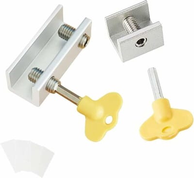 2 stuks - Raamstopper - Raambeperker - raamsloten - zilver - aluminium - Enkel gat en ubbel gat - Binnenbreedte 16 mm - Met sleutel - verstelbare - voor Thuis Publieke Toepassingen