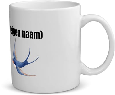 Akyol - blauwe vogel met eigen naam koffiemok - theemok - Vogels - dieren liefhebber - iemand die houdt van vogels - verjaardag - cadeau - kado - geschenk - 350 ML inhoud