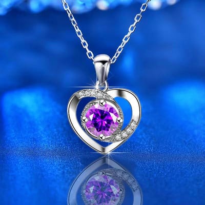 S925 Zilveren Ketting Liefdevormige Ketting Zirkonia Hanger Lichte Luxe Niche Design Vriendin Verjaardagscadeau Sleutelbeenketting blue