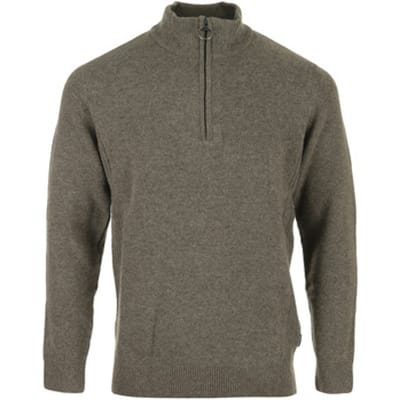 Barbour Half Zip Trui Wol Taupe - Maat L - Heren - Quarter zip