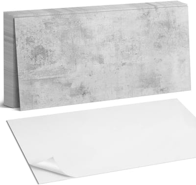 Coloray Plaktegels - Ruwe betontextuur Zelfklevende Wandtegels - 40 cm x 20 cm - Grijs Plaktegels - 10 stuks - Rechthoek PVC Tegels - Plaktegels Badkamer - Vloertegels Zelfklevend - Vinyl Tegels - Portugese Tegels