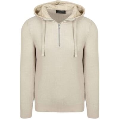 Capuchon sweaters Marc O'Polo Hooded Half Zip Pullover Structured Bi-Colour Ecru
