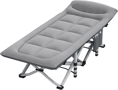 Klapbed met Matras - Buitenbed Lounger - Kamperen Ontspannen - Robuust Stalen Frame - 190 x 68 cm - Zwart