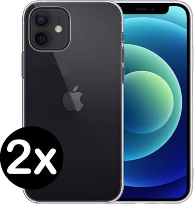 Hoesje - 2 Stuks - Geschikt voor Apple iPhone 12 - Sterk & Shockproof - Telefoonhoes - Back Cover - Case Siliconen - Telefoon Hoes - Transparant