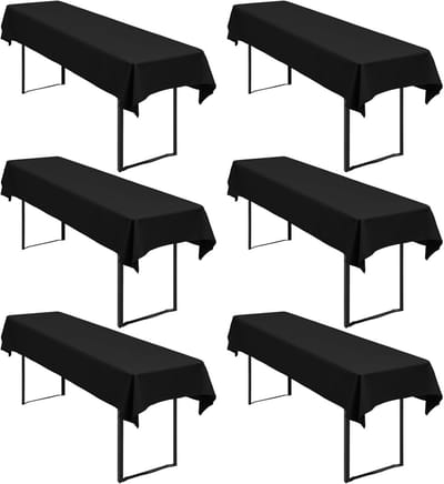 6 Zwarte Bierkleden Set - Waterdicht en Universeel voor Biertafels 50/70cm - 250x100cm